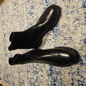 Stuart Weitzman 5050 lift bootie black biker chic